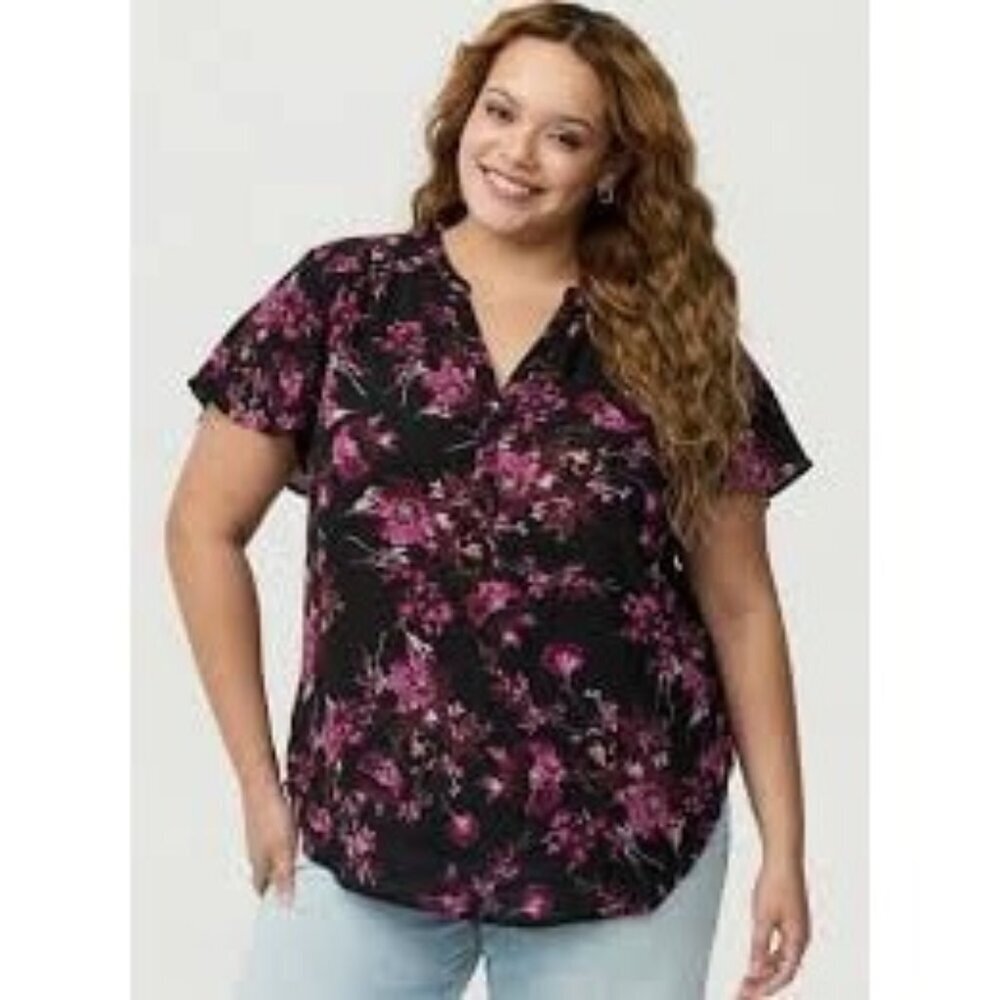 Torrid Harper Flutter Sleeve Blouse Floral Size 2X 18-20 NEW NWT Flowy Gauzy